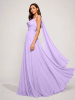 Chiffon Bridesmaid Dress with Draped Scarf