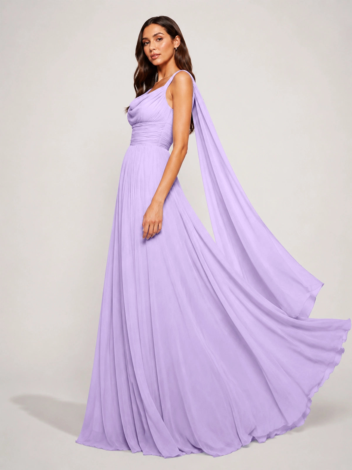 Chiffon Bridesmaid Dress with Draped Scarf