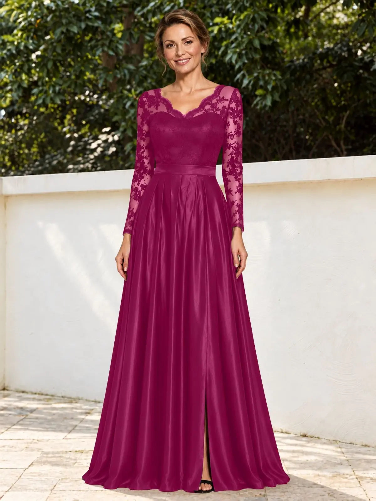 Satin Mother of the Bride Dress with Appliques