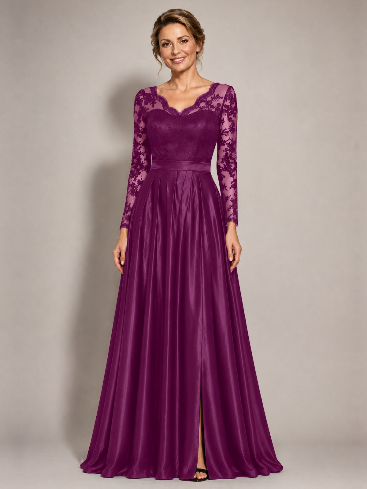 Satin Mother of the Bride Dress with Appliques