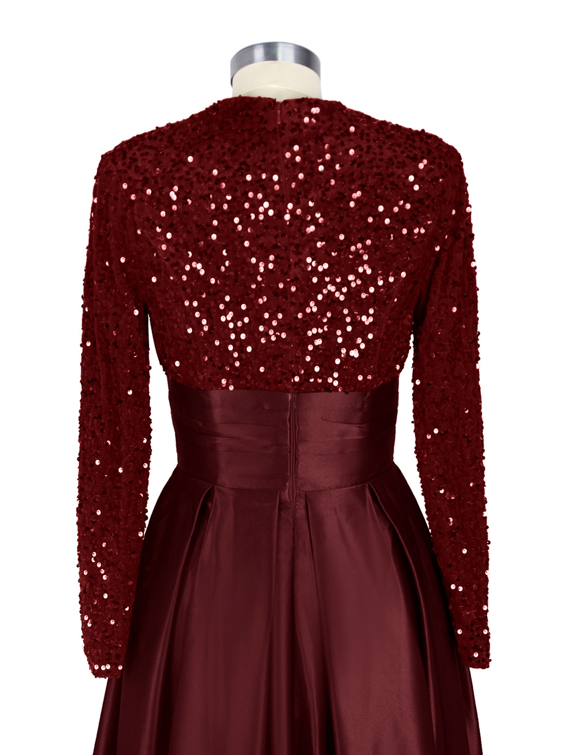 Sequined Boat Long Sleeves Dress 