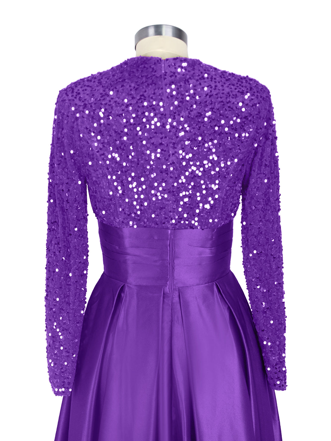 Sequined Boat Long Sleeves Dress 