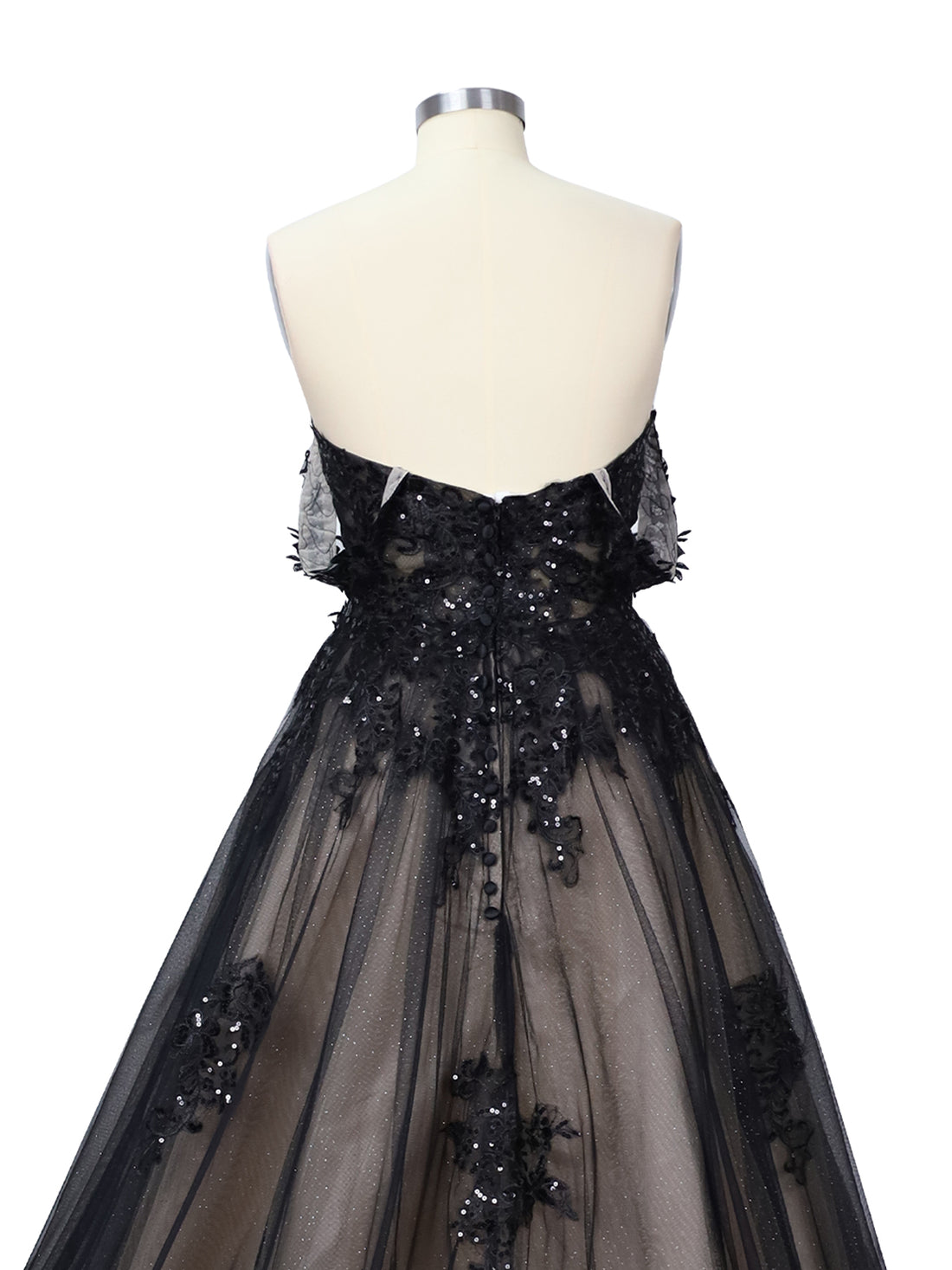 Applique Sequined Tulle Wedding Dress 