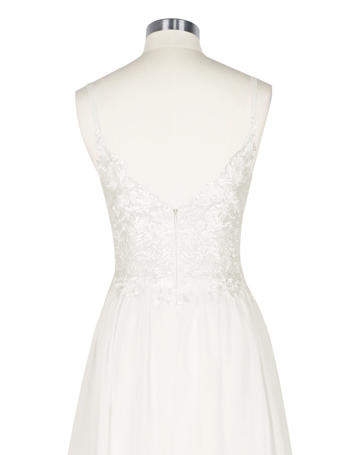 Applique Slit Chiffon Wedding Dress 