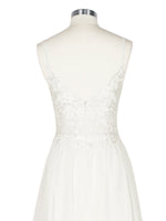 Applique Slit Chiffon Wedding Dress 