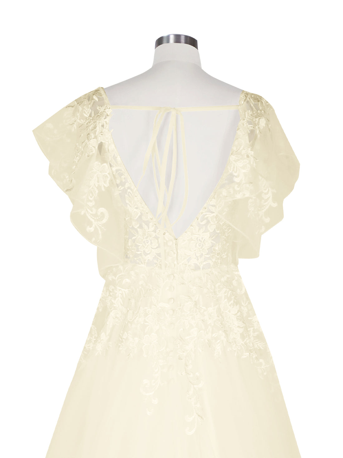 Illusion Tulle Applique Wedding Dress 