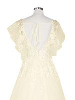 Illusion Tulle Applique Wedding Dress 