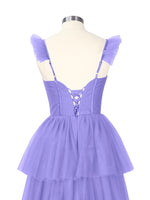Ruffled Strap Tiered Tulle Bridesmaid Dress 