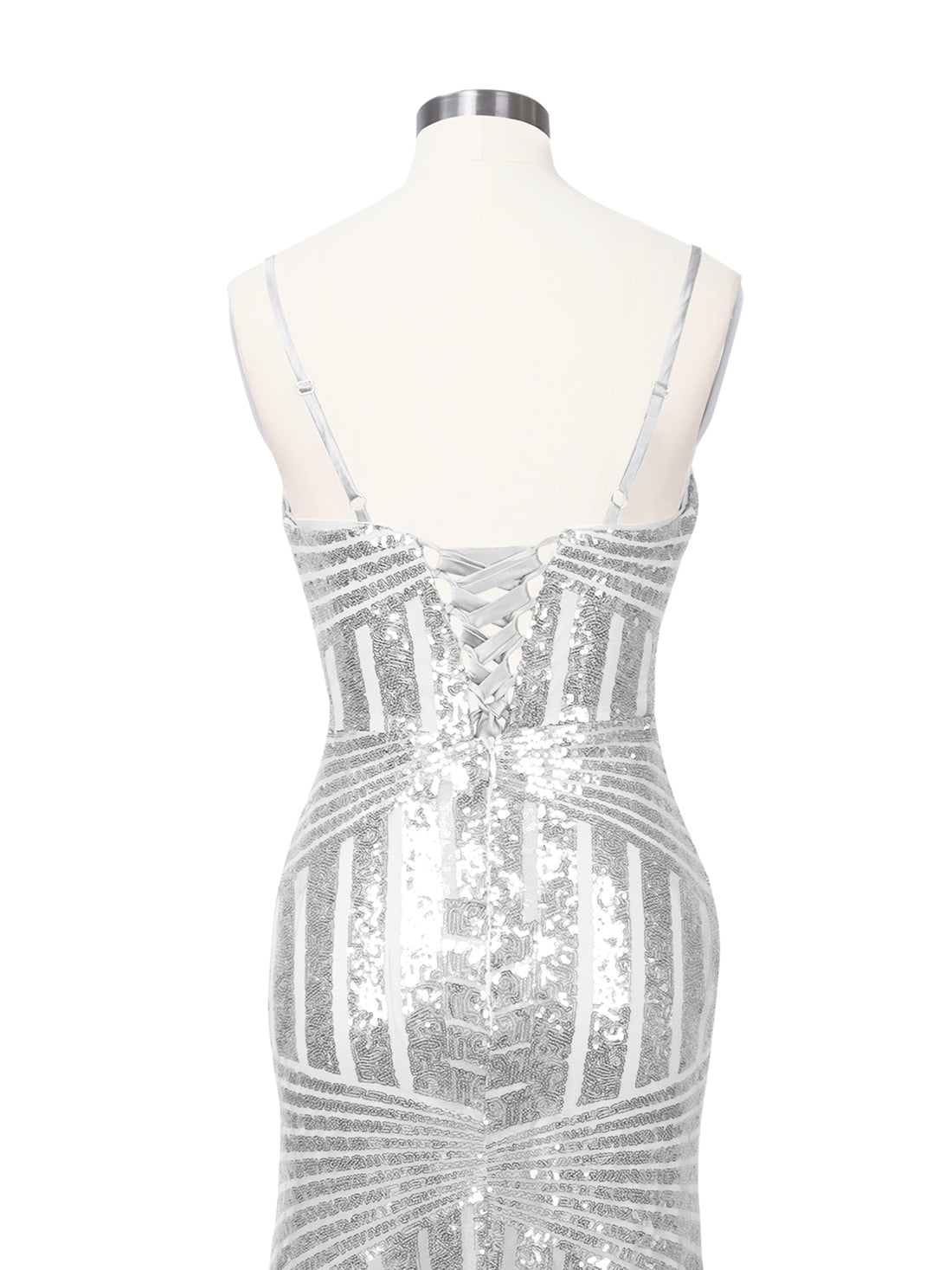 Geometric Sequin Prom Dress 