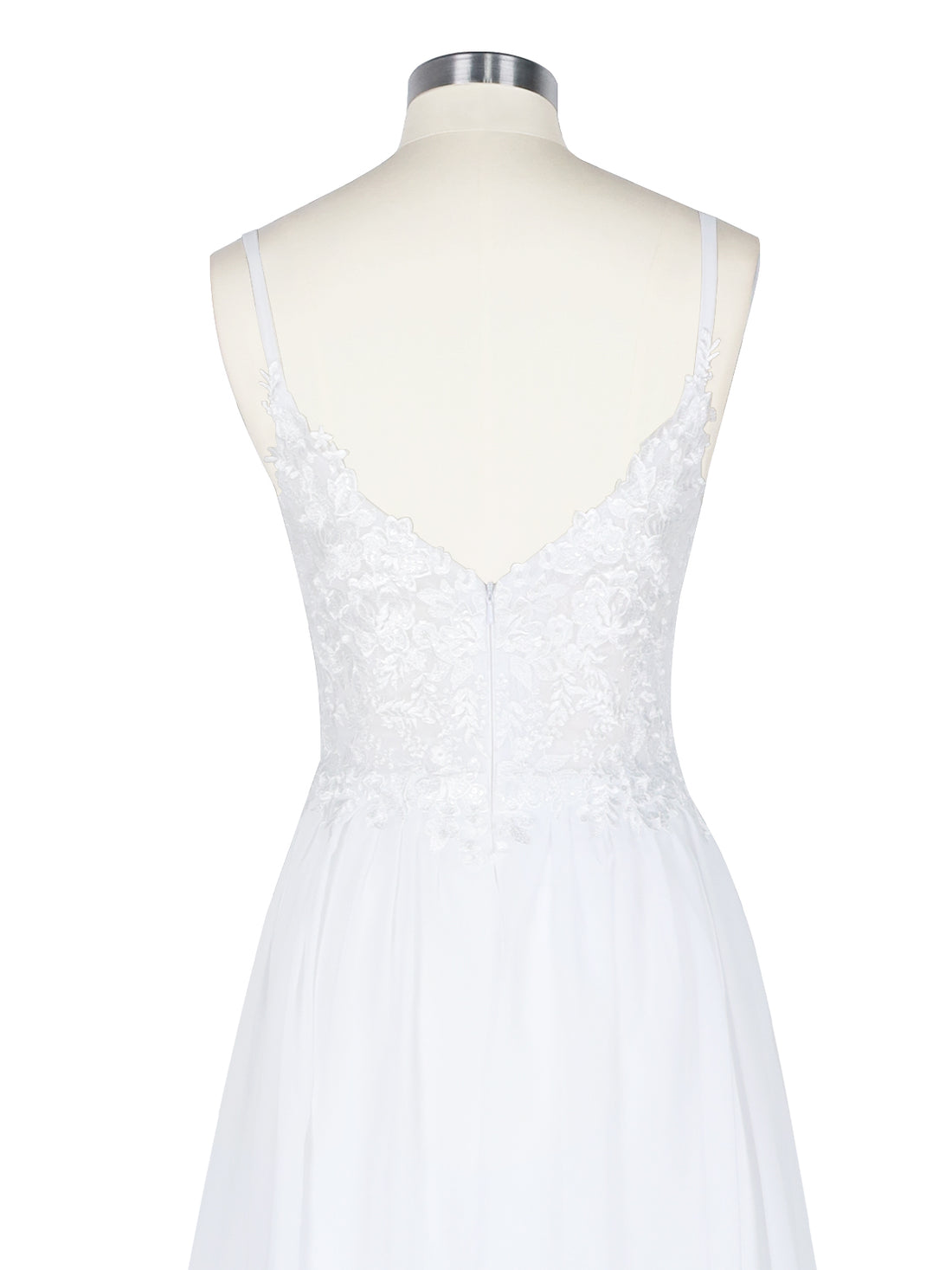 Applique Slit Chiffon Wedding Dress 