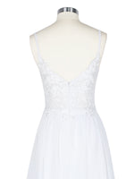 Applique Slit Chiffon Wedding Dress 
