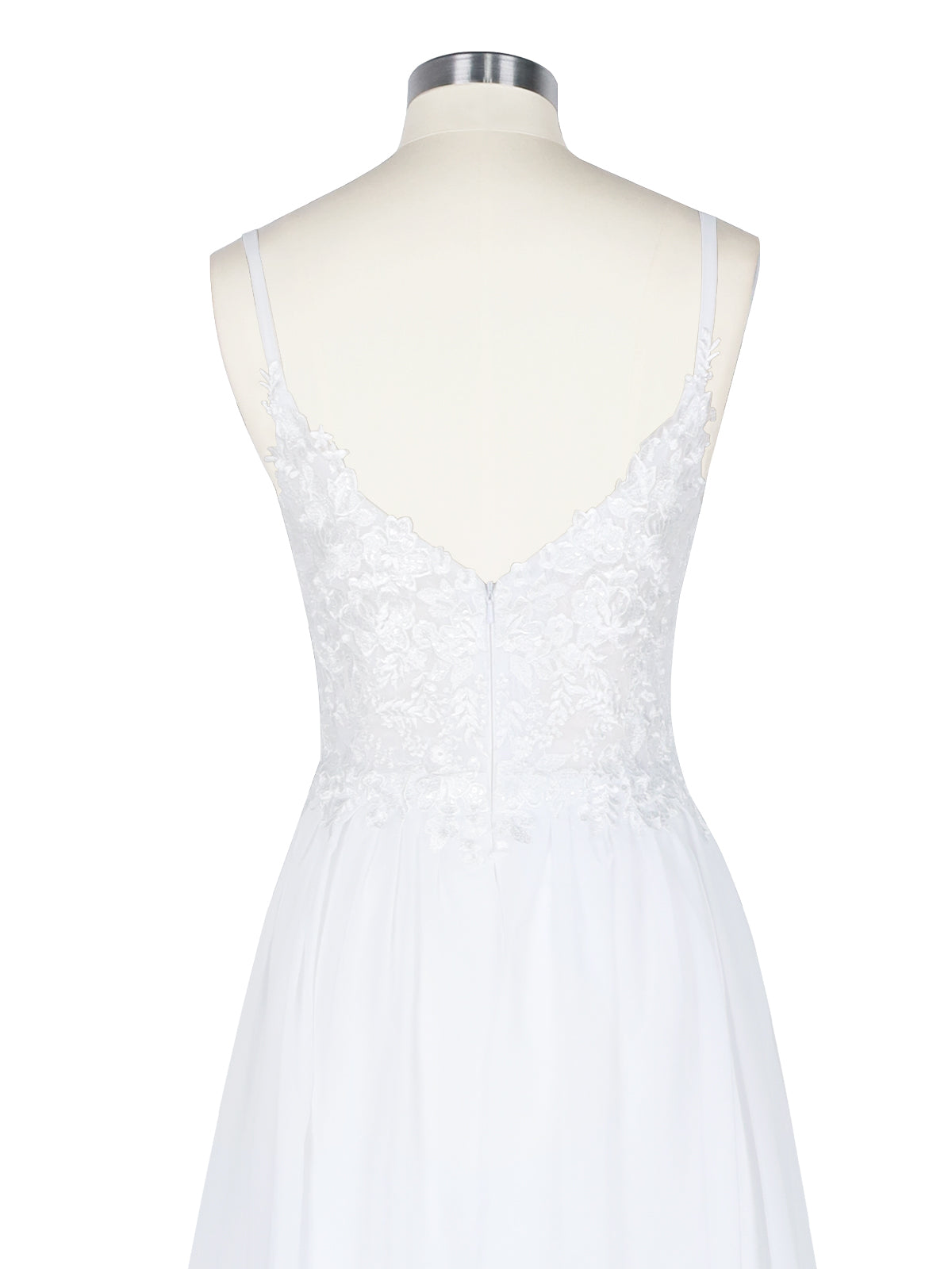 Applique Slit Chiffon Wedding Dress 