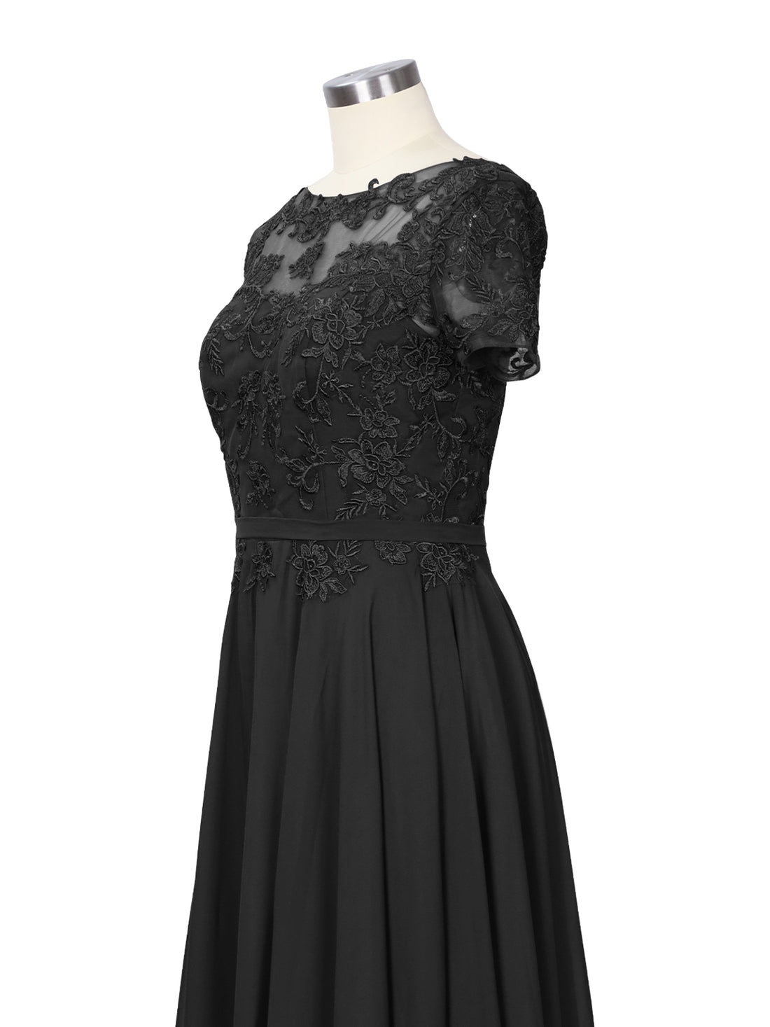 Illusion Applique Chiffon Dress 