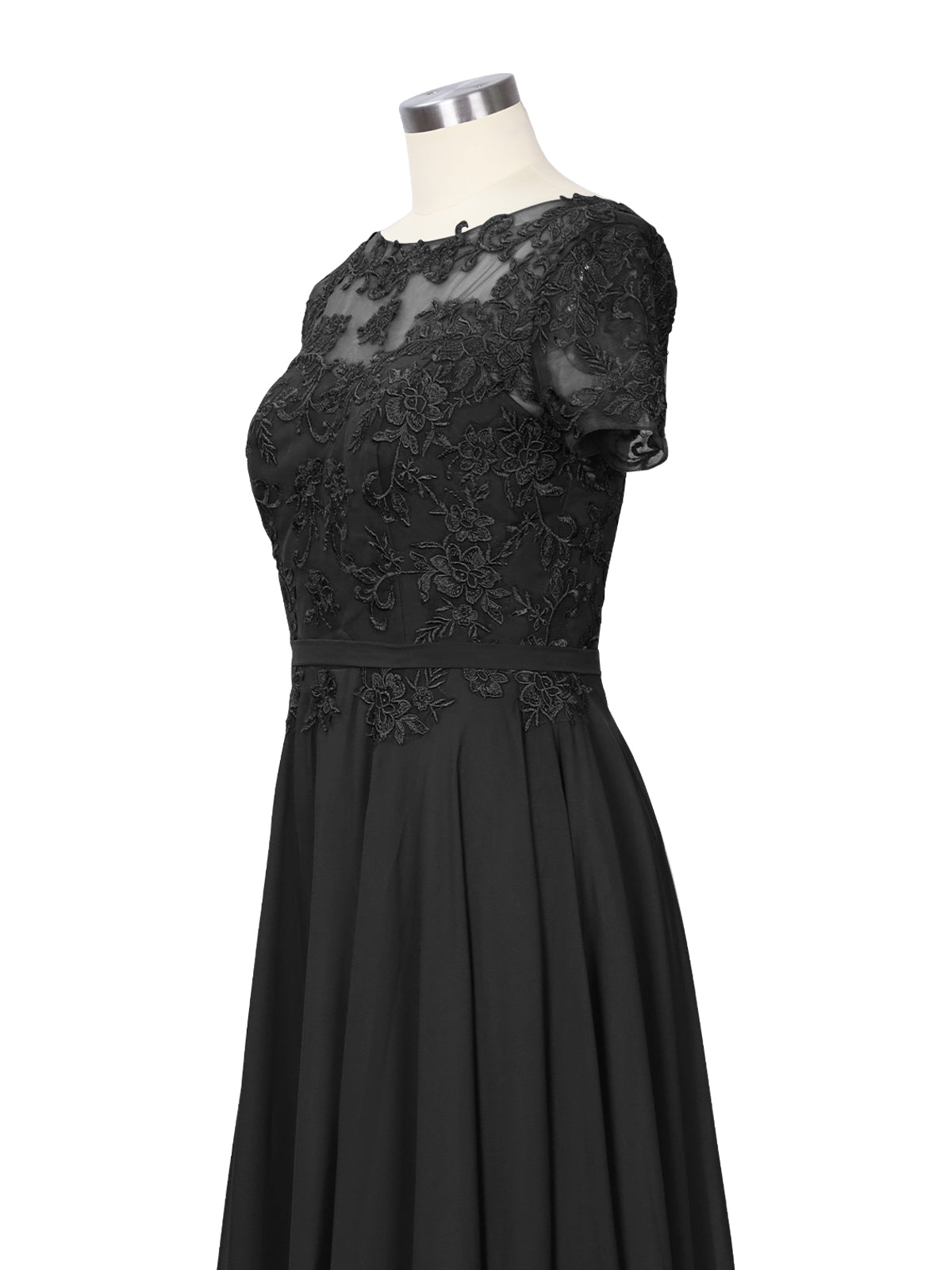 Illusion Applique Chiffon Dress 