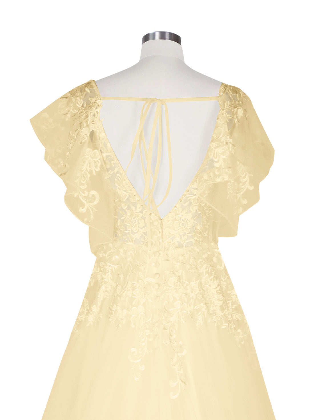 Illusion Tulle Applique Wedding Dress 
