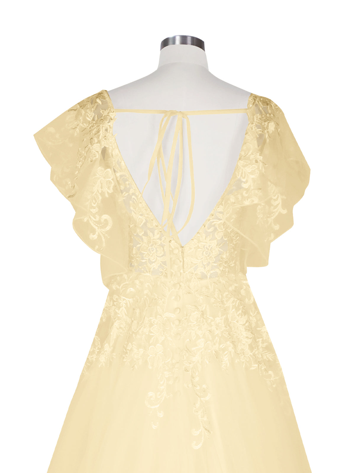 Illusion Tulle Applique Wedding Dress 