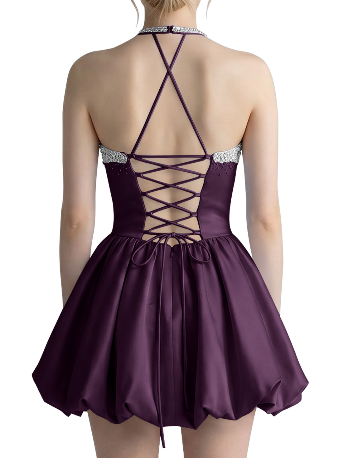 Beading Bubble Hem Mini Dress 