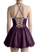 Beading Bubble Hem Mini Dress 