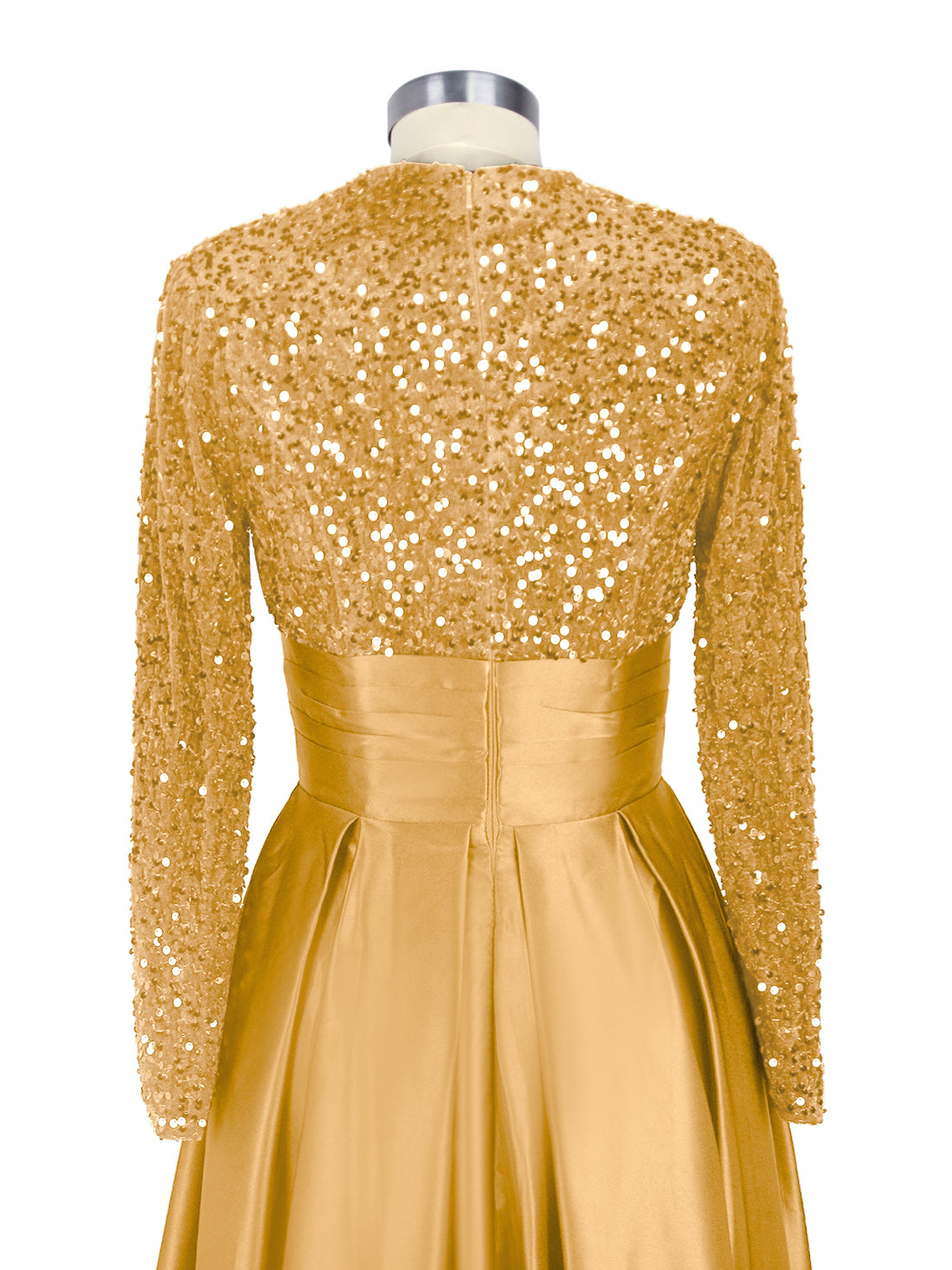 Sequined Boat Long Sleeves Dress 