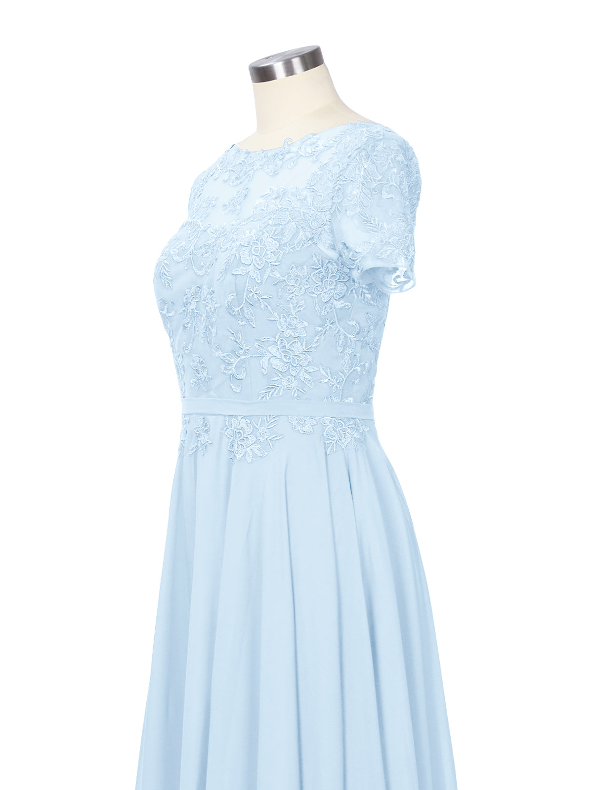 Illusion Applique Chiffon Dress 