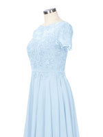 Illusion Applique Chiffon Dress 