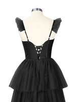 Ruffled Strap Tiered Tulle Bridesmaid Dress 