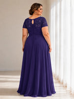 Illusion Applique Chiffon Dress-Plus Size