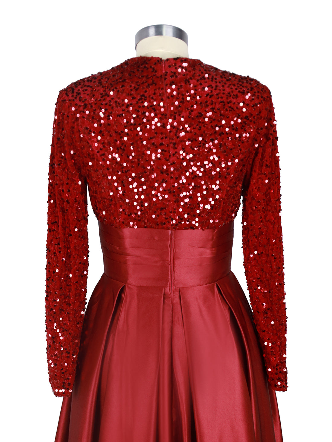Sequined Boat Long Sleeves Dress 