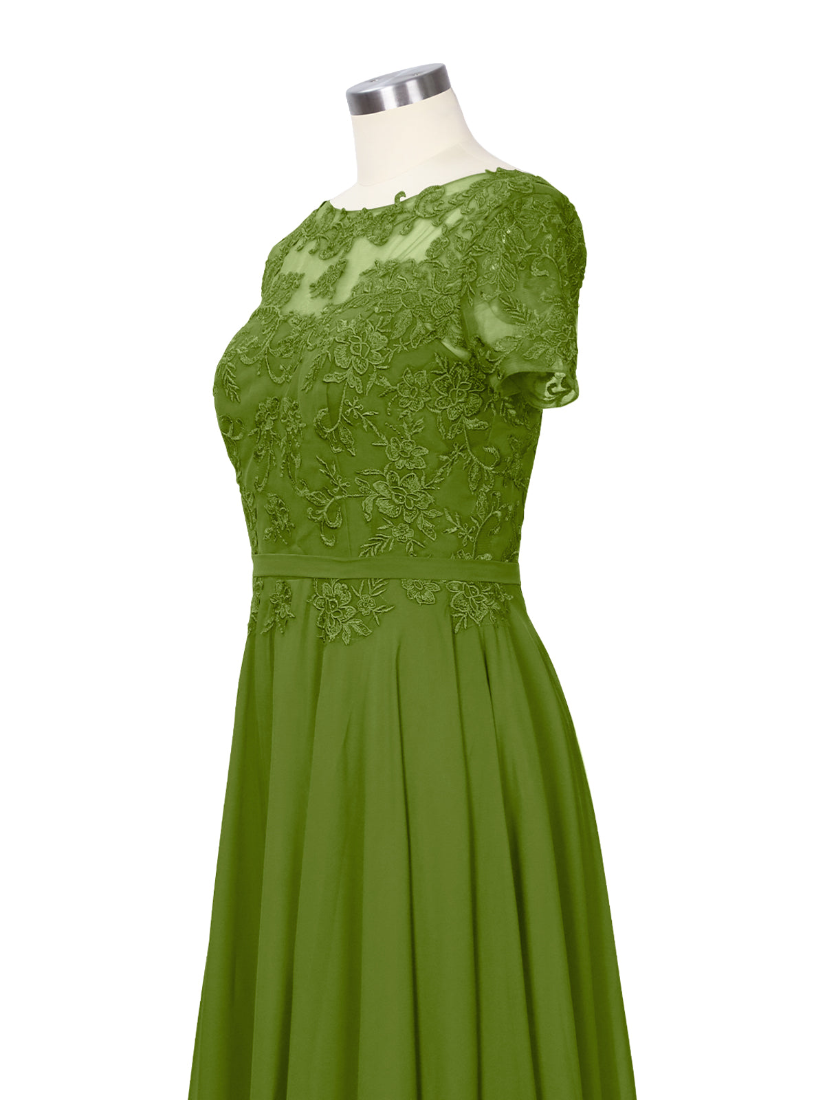 Illusion Applique Chiffon Dress 