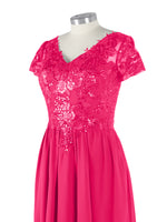 Short Sleeves Chiffon Dress 