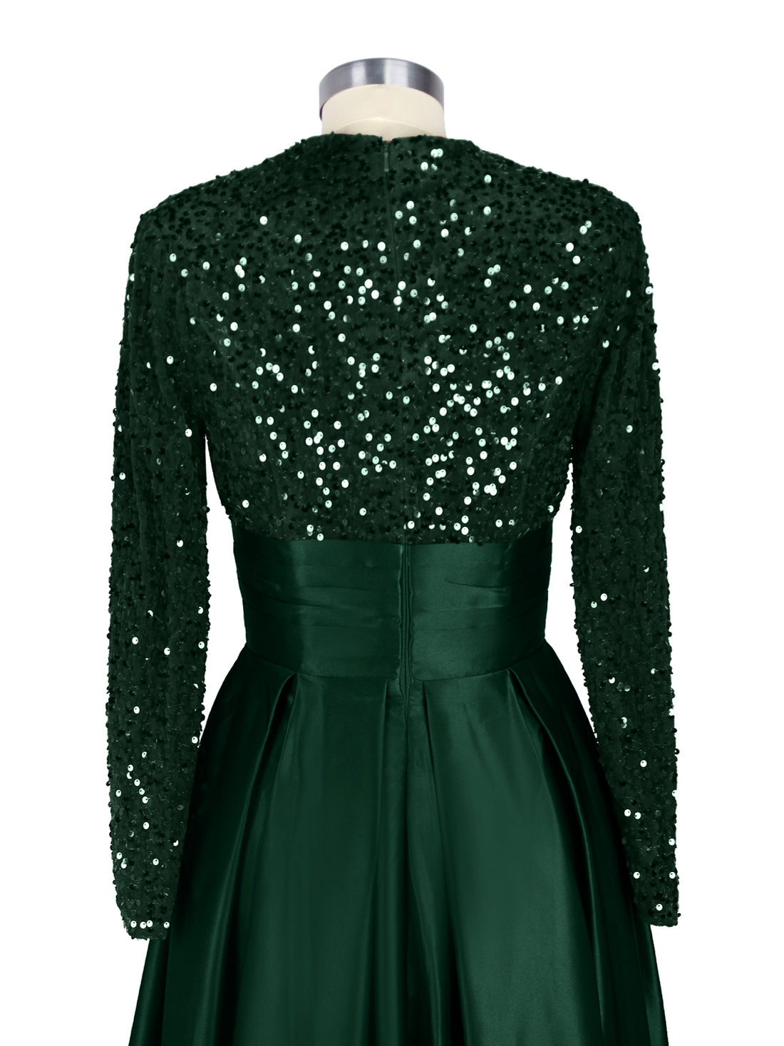 Sequined Boat Long Sleeves Dress 