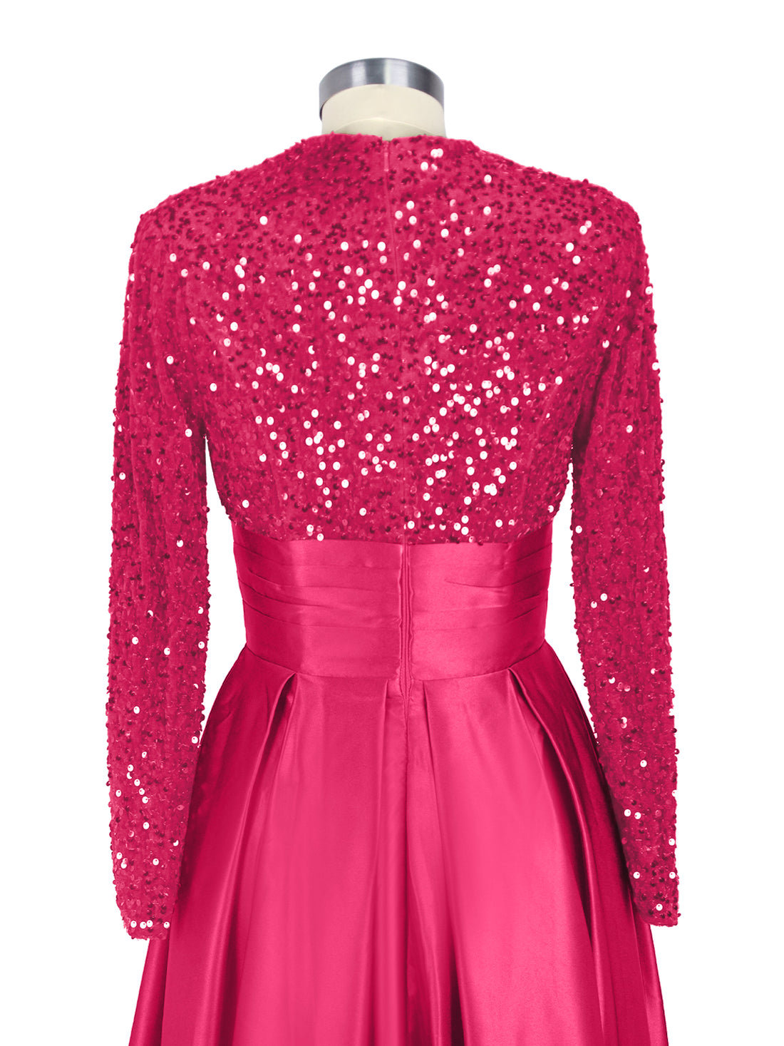 Sequined Boat Long Sleeves Dress 