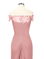 Off-Shoulder Chiffon Sheath Dress 