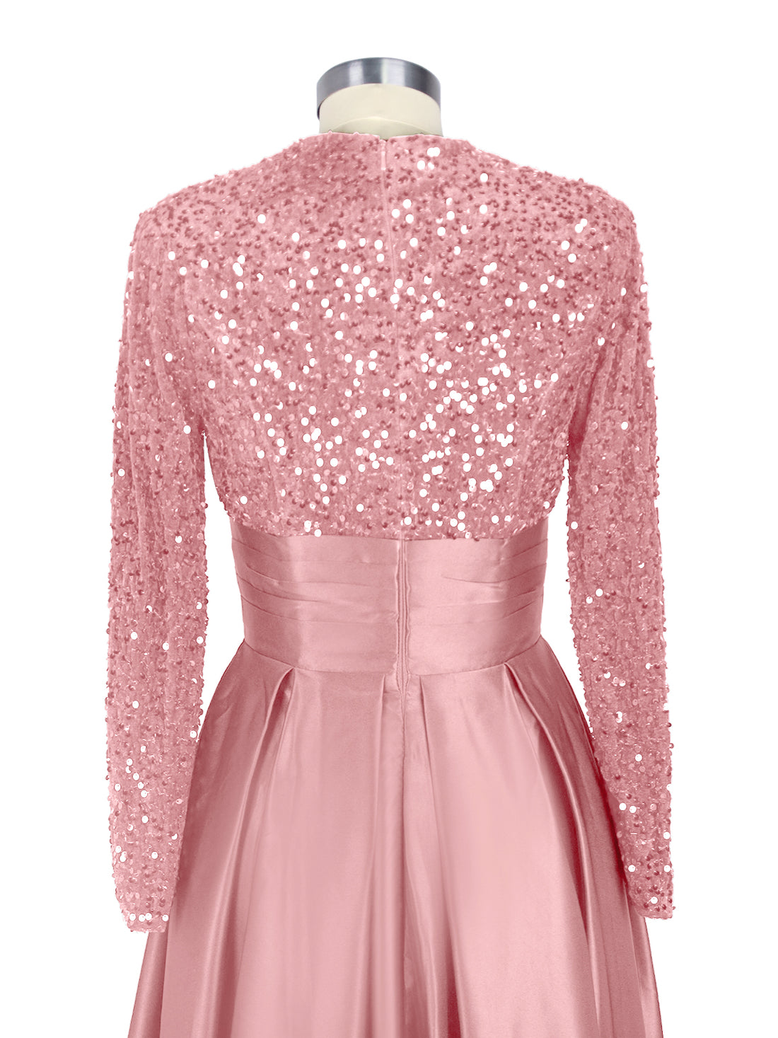 Sequined Boat Long Sleeves Dress 