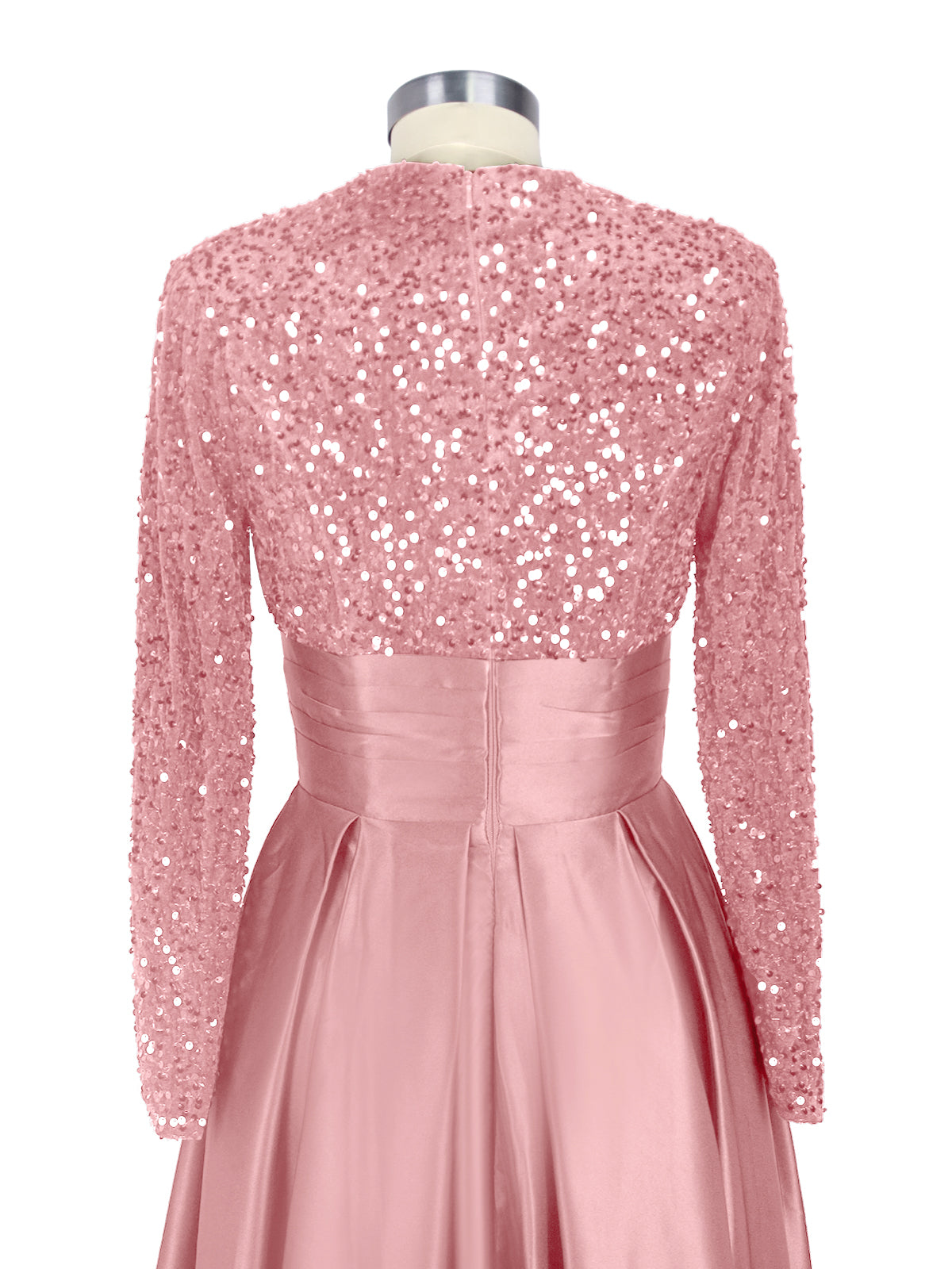 Sequined Boat Long Sleeves Dress 