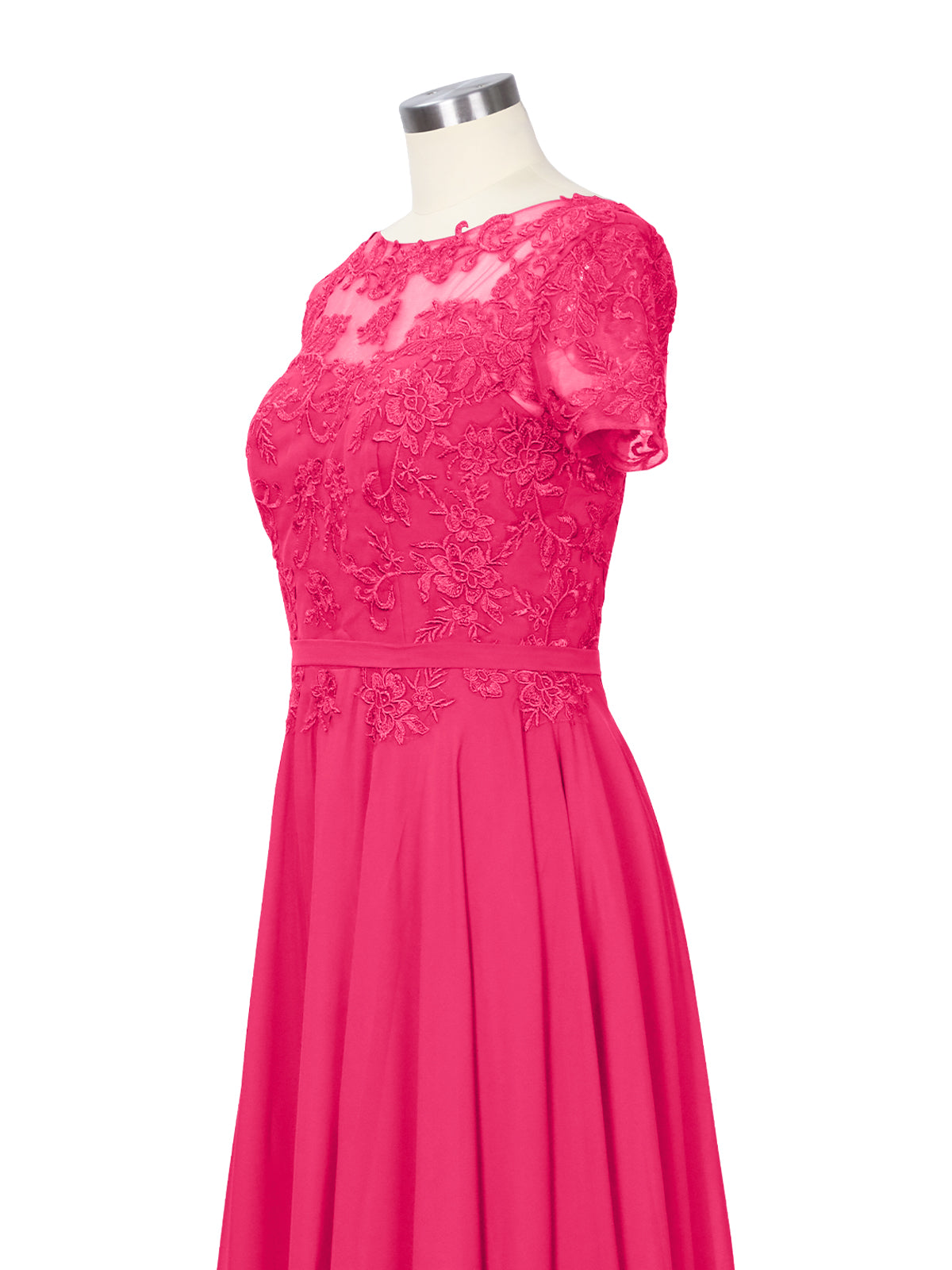 Illusion Applique Chiffon Dress 