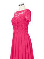 Illusion Applique Chiffon Dress 