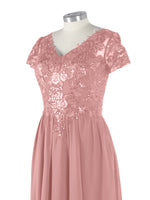Short Sleeves Chiffon Dress 
