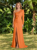 One-Shoulder Mother of the Bride Dress with Appliques