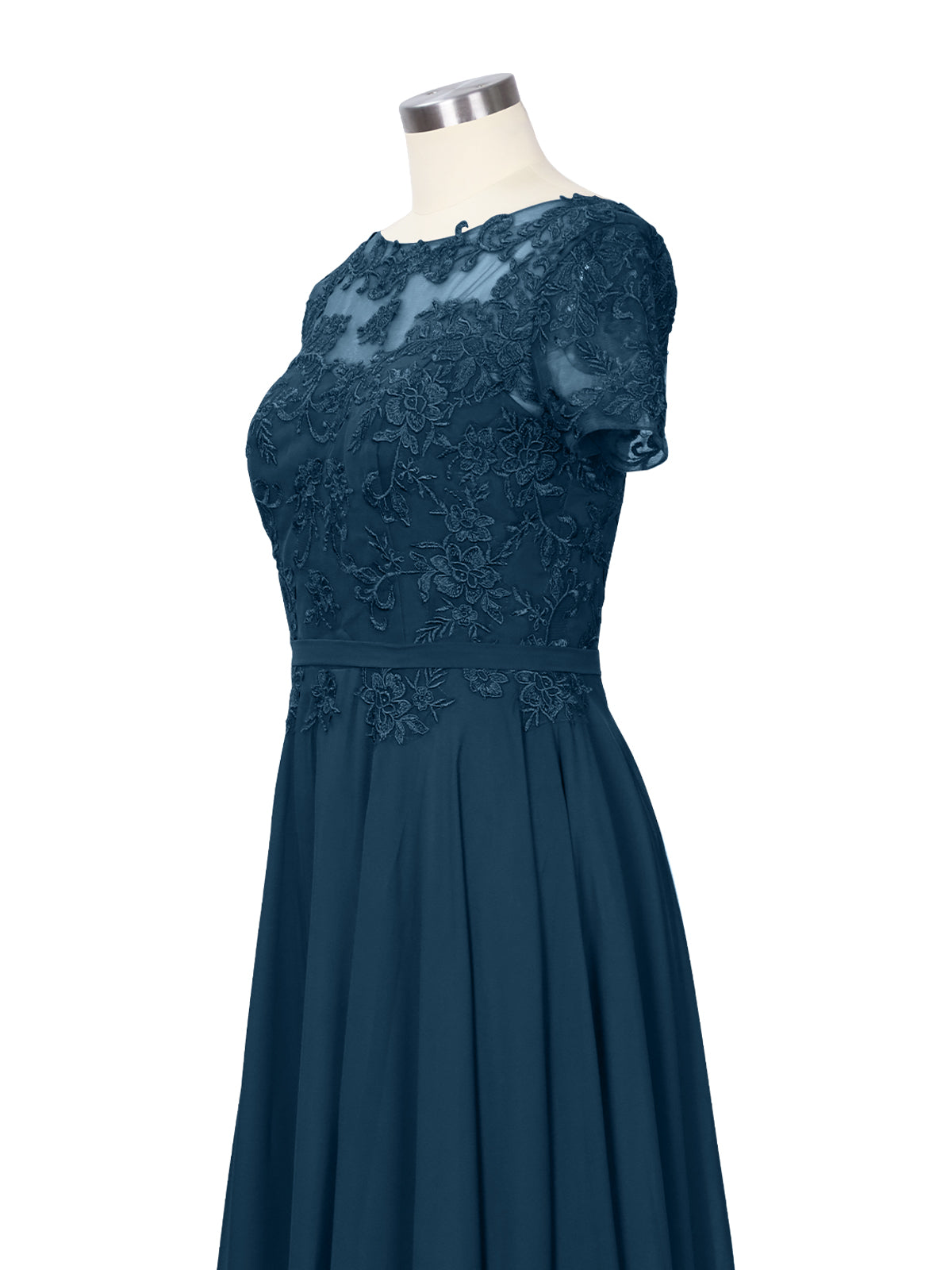 Illusion Applique Chiffon Dress 