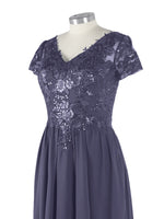 Short Sleeves Chiffon Dress 