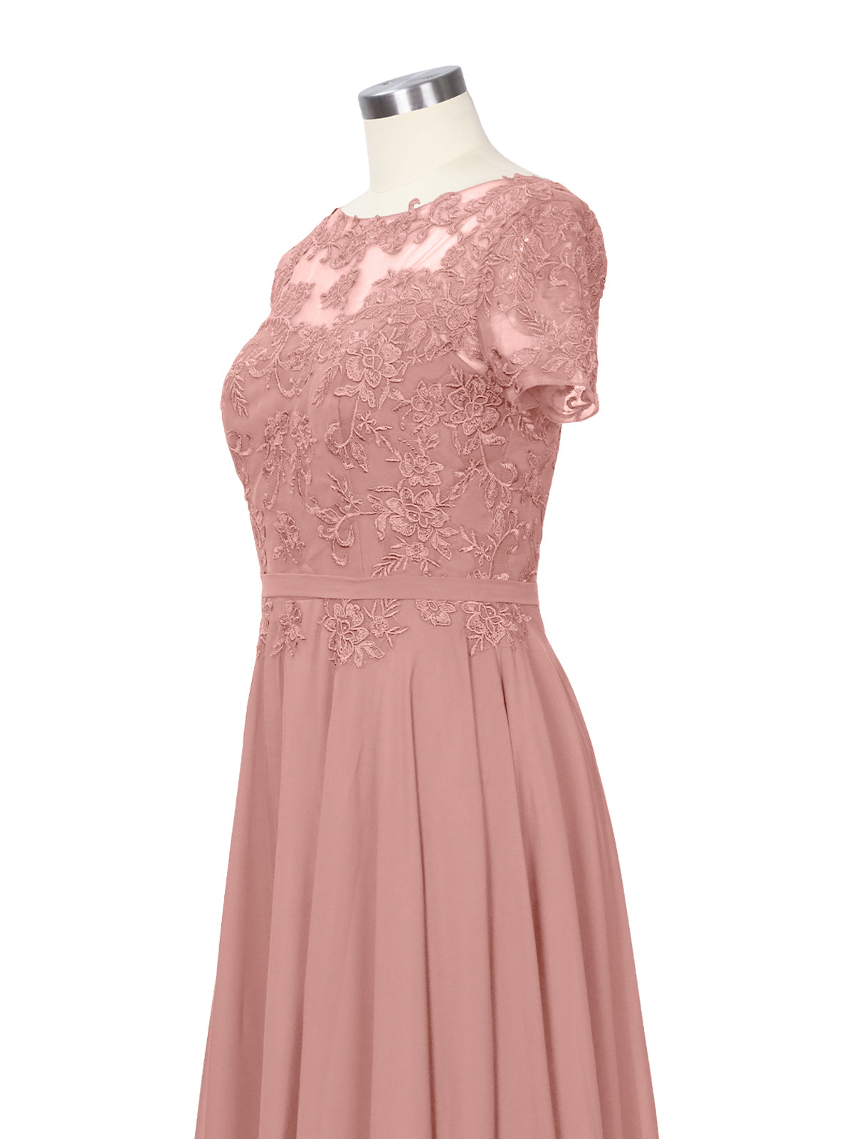 Illusion Applique Chiffon Dress 