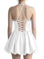 Beading Bubble Hem Mini Dress 