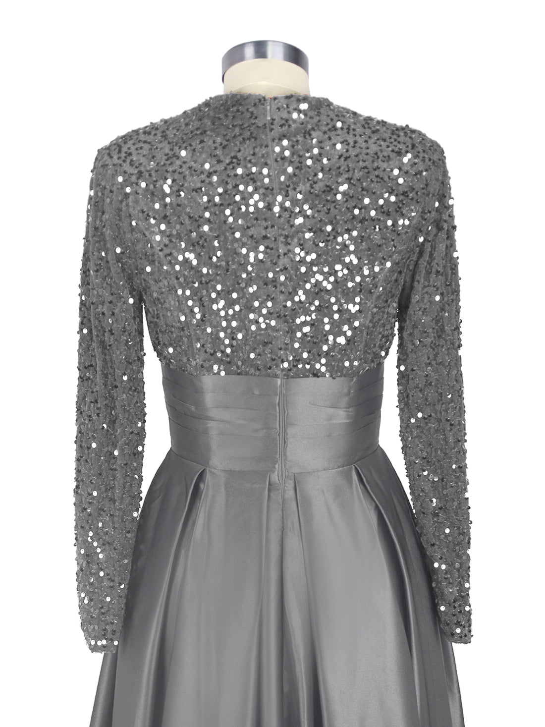 Sequined Boat Long Sleeves Dress 