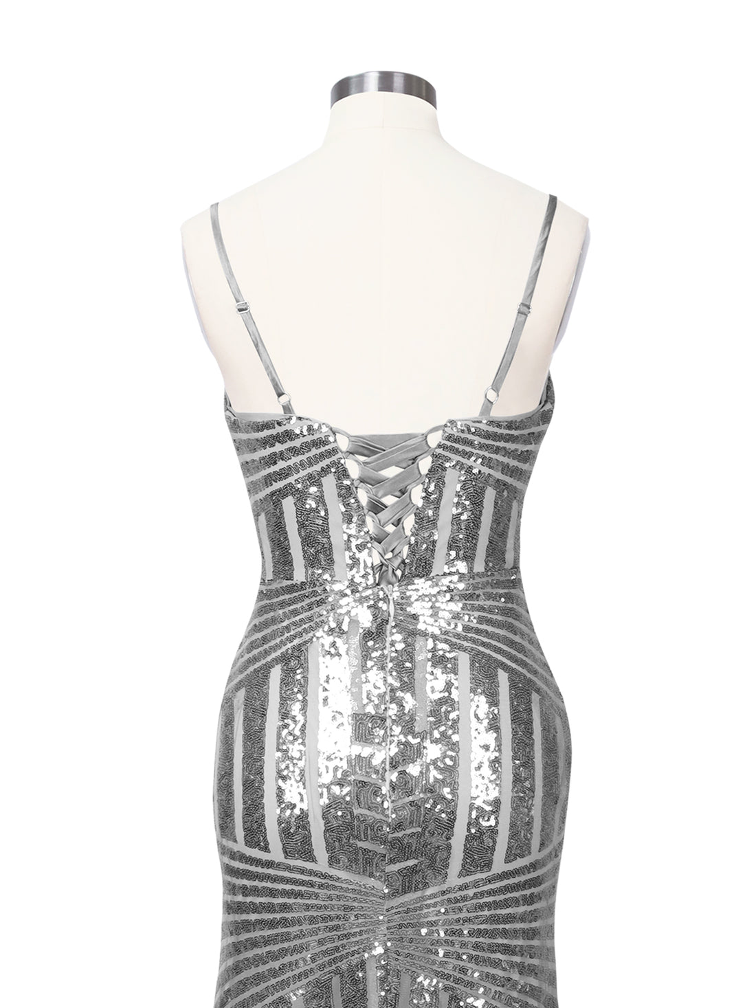 Geometric Sequin Prom Dress 