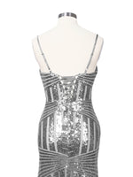 Geometric Sequin Prom Dress 