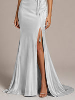 Mermaid Bridesmaid Dress with Tie Waist Sash