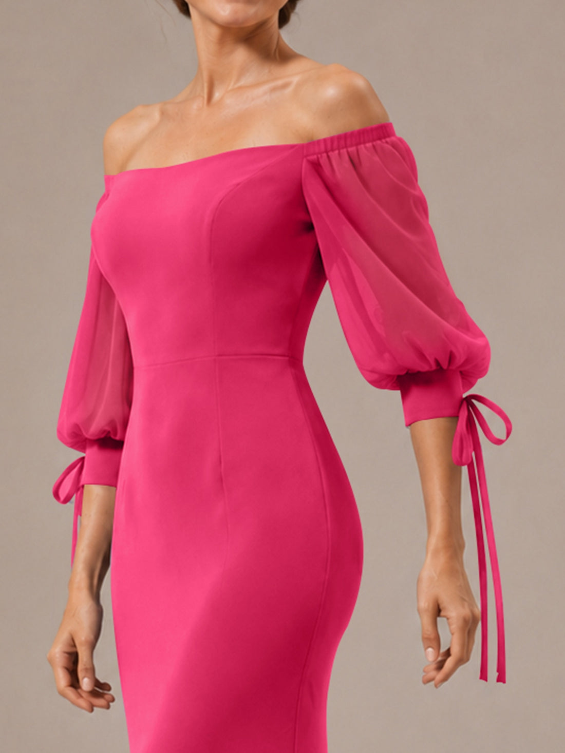 Mermaid Bridesmaid Dress with Puff Sleeves