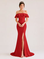 Mermaid Bridesmaid Dress with Ruffle Design 