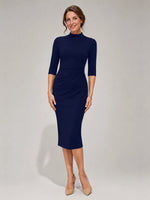 Sheath Mother of the Bride Dress with Mock Neckline 